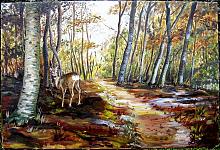 Teso forest -    Roe-bock - silvia diana - Oil - 350€
