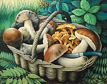 Basket with mushrooms - Salvatore Ruggeri - Oil