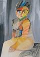 Girl sitting - Gabriele Donelli - Pastel and acrylic