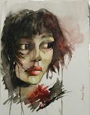 Face in red - SILVIA RIDOLFI - Watercolor - 180€