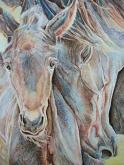 Mare with foal - Ruzanna Scaglione Khalatyan - Pastels - 150€