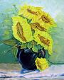 Vase with sunflowers - Pietro Dell'Aversana - Oil - 185€