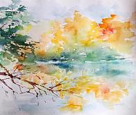  Gold autumn on the river - Carla Colombo - Watercolor - 150€