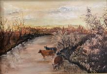  Cows on the river - Dalido Gino Marini - Acrylic - 300€