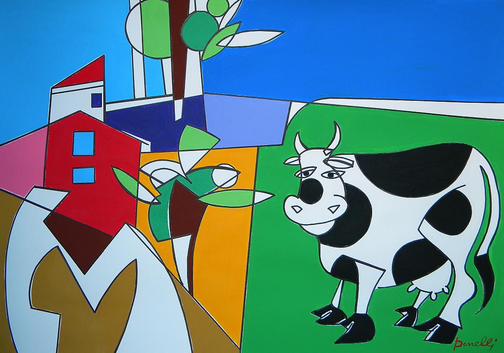 Landscape with the cow - Gabriele Donelli - Acrylic