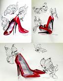  7 - Mariposas series and 12 heel - Carla Colombo - Acrylic, ballpoint pen - 35€