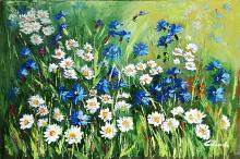   I will dress in daisies and cornflowers, in the sun and with a smile - Carla Colombo - Oil - 420€