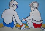 Children playing on the beach - Gabriele Donelli - Acrylic