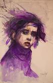 Portrait in violet - SILVIA RIDOLFI - Watercolor - 190€