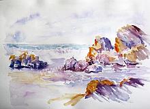  The sea screams, among the rocks - Carla Colombo - Watercolor - 95€