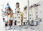 OBELISK - Guido Ferrari - Watercolor - 230€ - Sold!