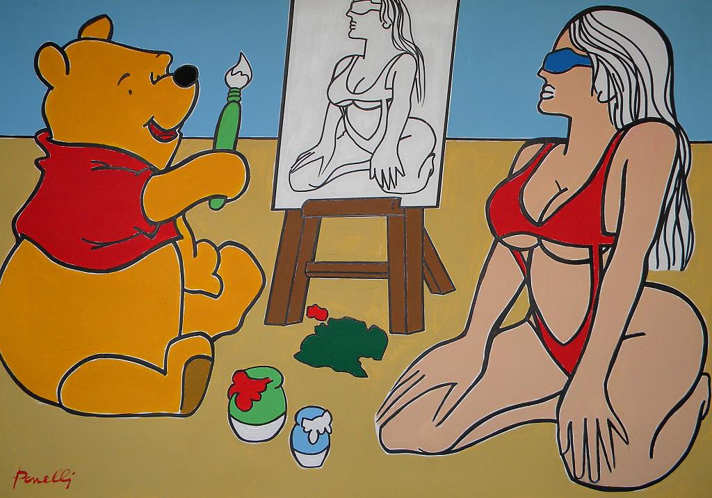 Winnie de Pooh and the model - Gabriele Donelli - Acrylic