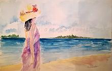  Along the beach... and I think of you . special offer  - Carla Colombo - Watercolor - 45€