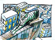 Green Cat - Lucio Forte - Ink and watercolour on paper - €