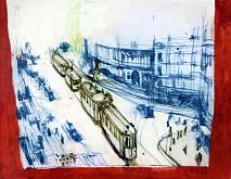Old Milano - Lucio Forte - Ink and acrylic on wood
