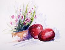  Red apples and thought - Carla Colombo - Watercolor - €