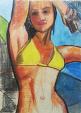 Woman in bikini - Andrea Corradi - Pastels - 50€