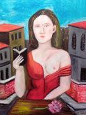 Donna che legge - Andrea Corradi - Pastello a olio