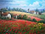 landscape with poppies - Domenico Ronca - Oil