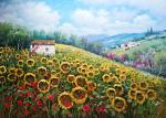 Landscape with sunflowers - Domenico Ronca - Oil