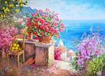Landscape with geranium - Domenico Ronca - Oil