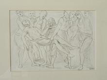 artistic reproduction Bourgeois Deposition by Raphael - Pino Arco - Pencil drawing on cardboard - 150€