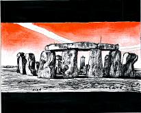 Stonehenge - Lucio Forte - China ed acquerello su carta - 90€
