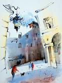 Cyril's street lamp 2 - Guido Ferrari - watercolor + acrylic ink - 230€